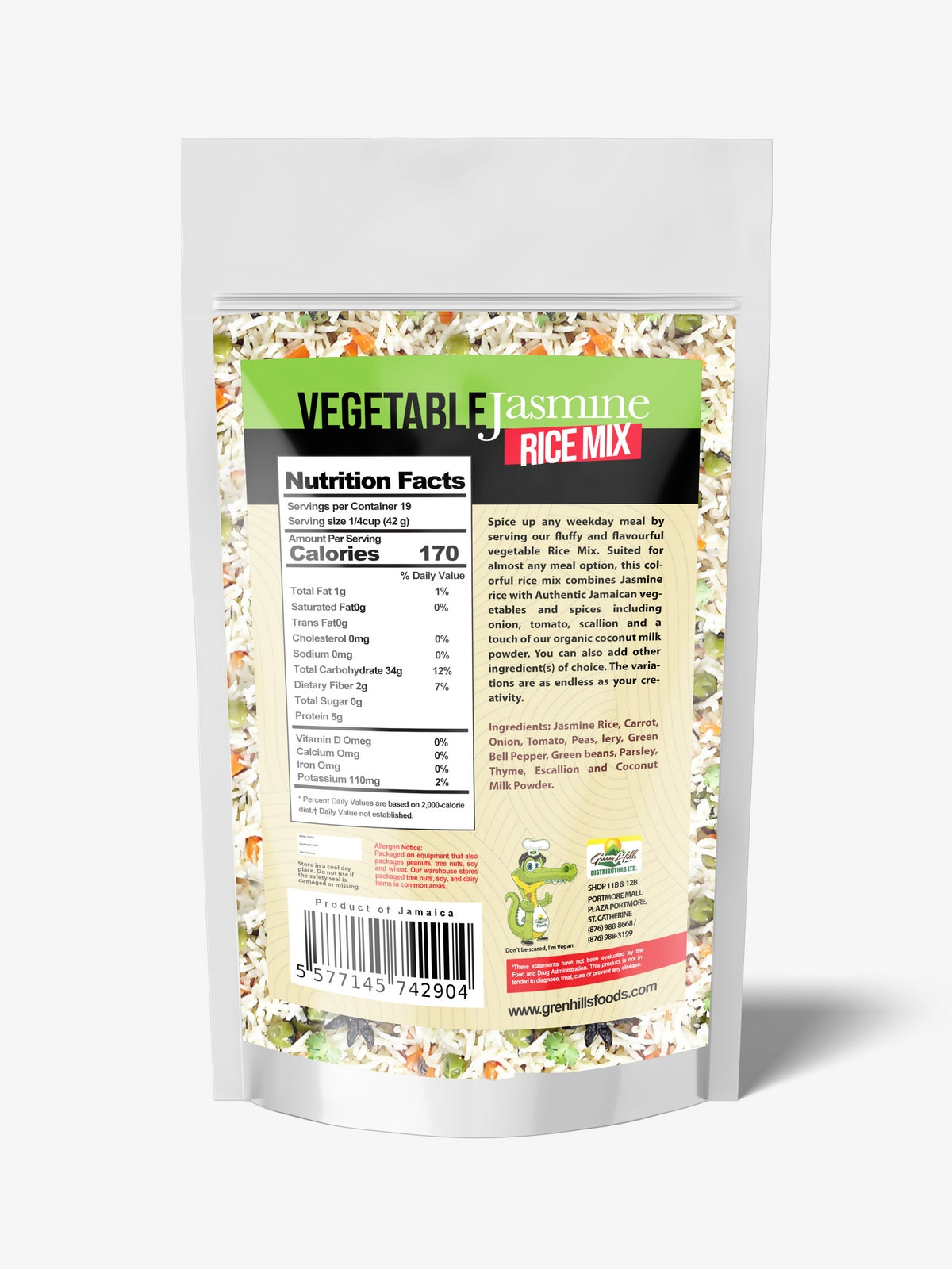 Rice (Jasmine) - Vegetable Mix. - 800g 1.76lbs