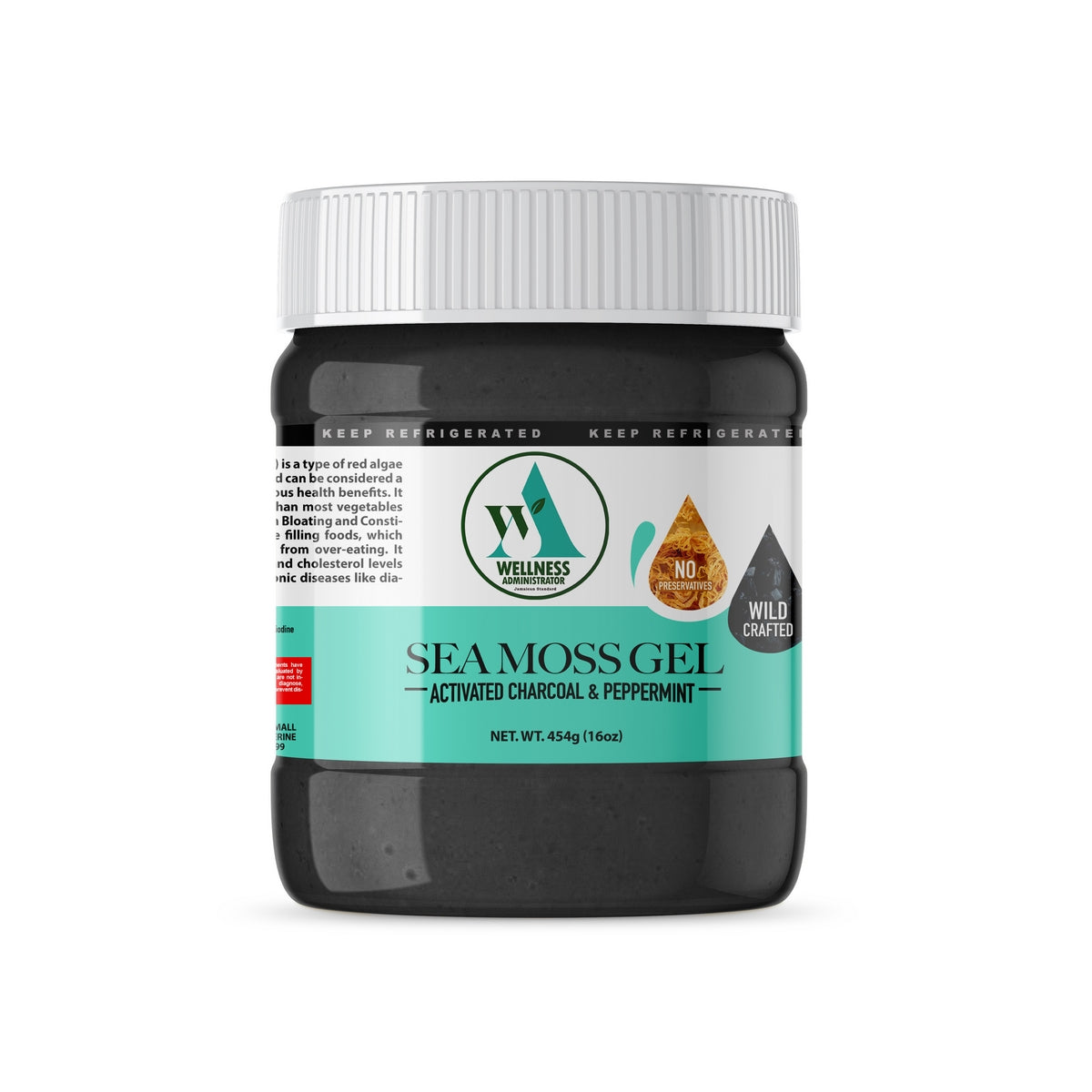 Sea Moss Gel – Activated Charcoal & Peppermint - 454g (16oz)