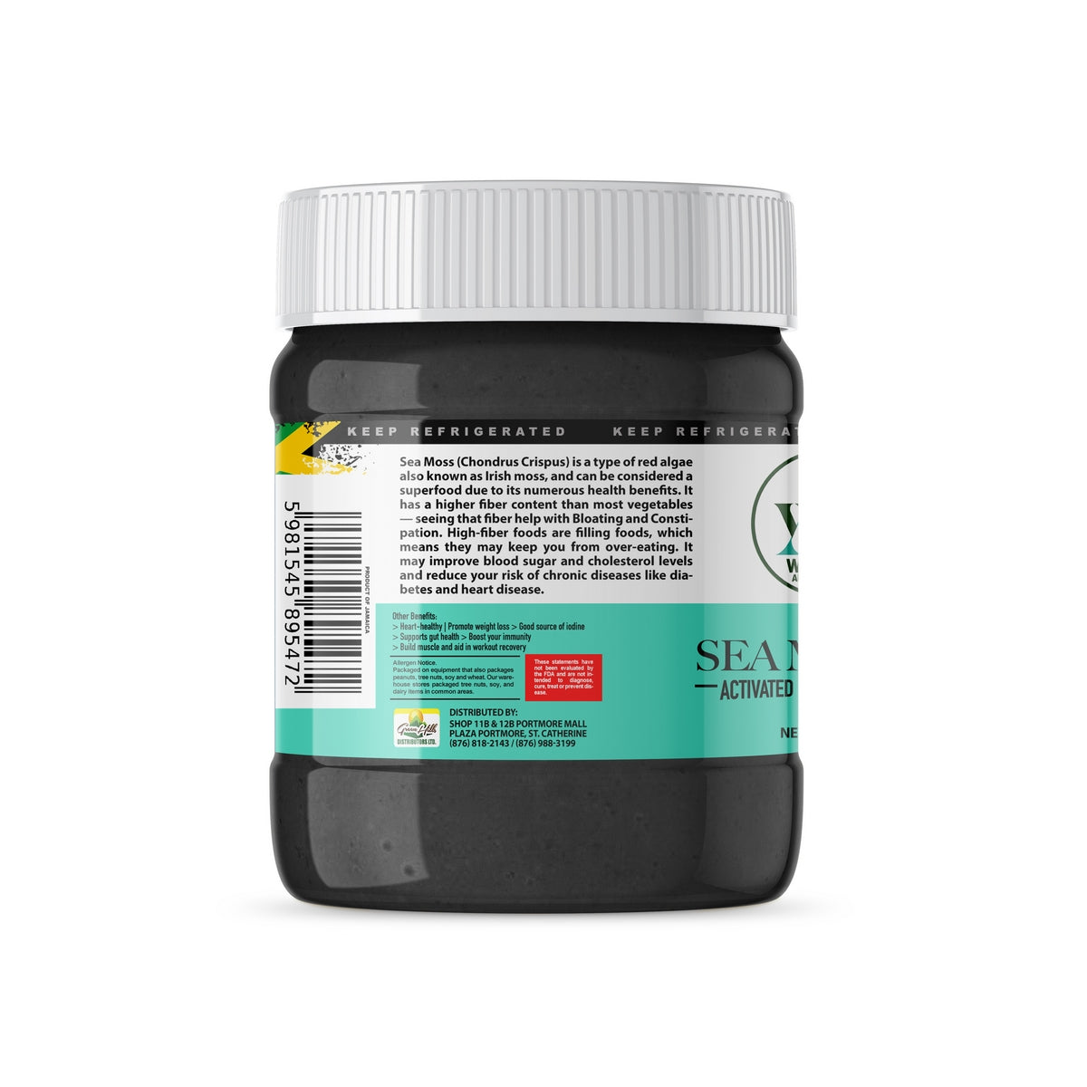 Sea Moss Gel – Activated Charcoal & Peppermint - 454g (16oz)