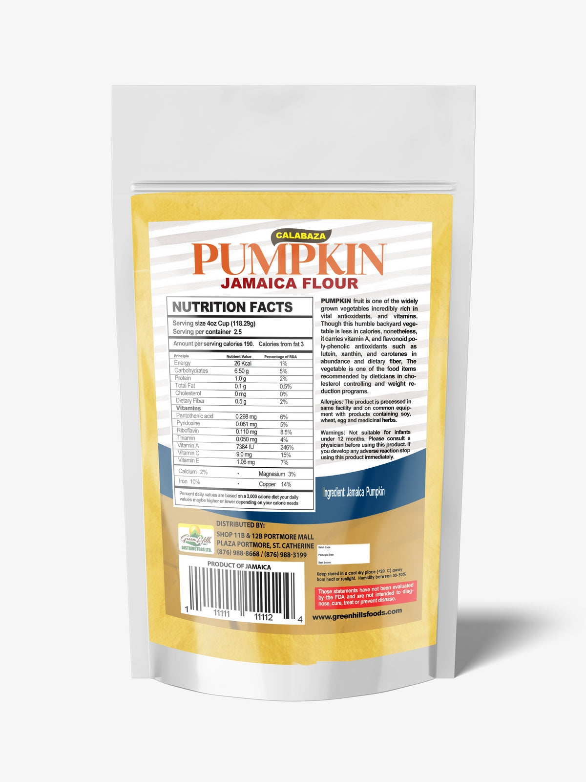 Pumpkin (CALABAZA) Flour -300g (10.58oz)