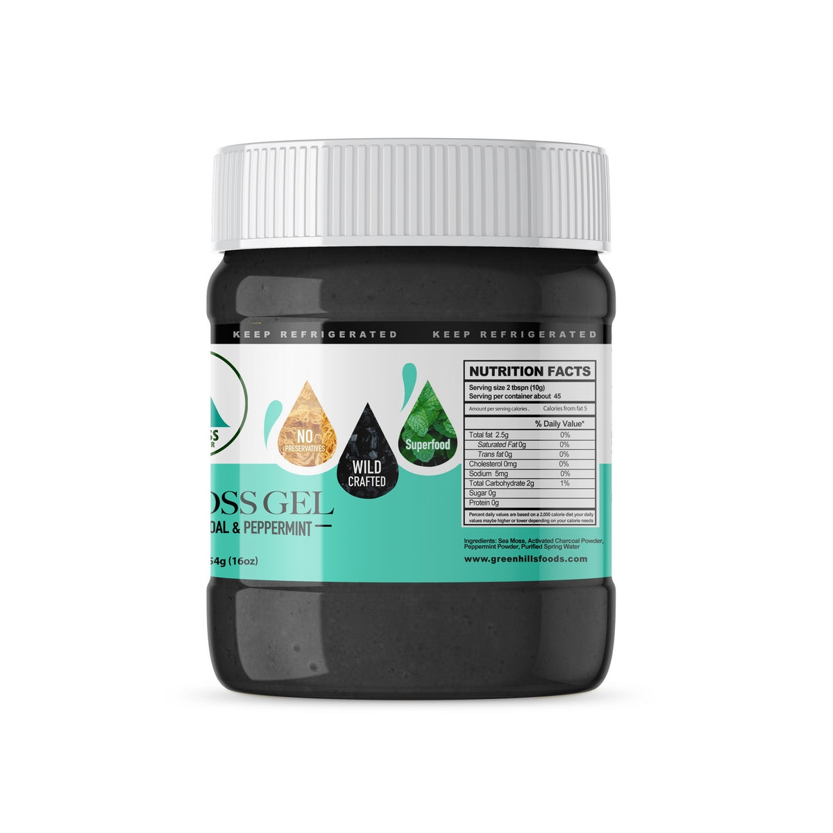 Sea Moss Gel – Activated Charcoal & Peppermint - 454g (16oz)