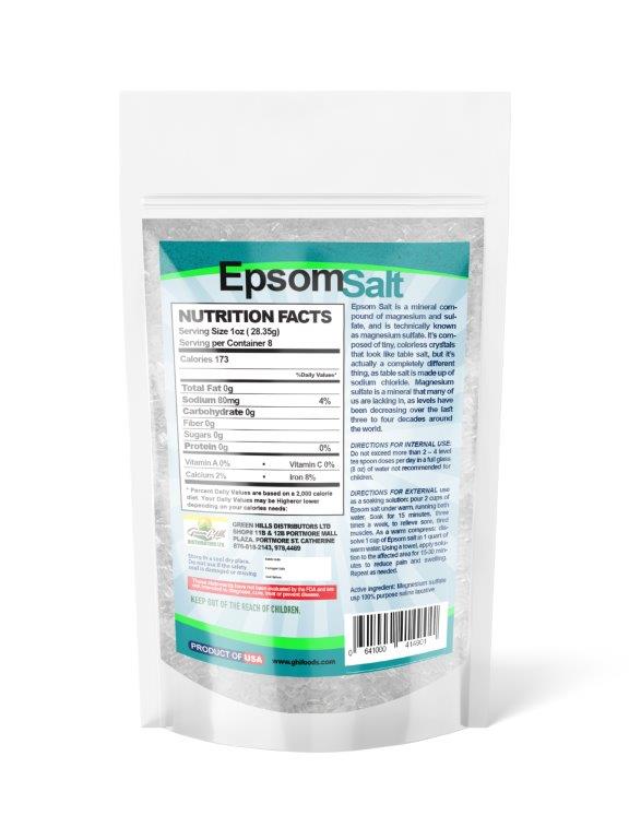 Epsom Salt - Food Grade -226.80g (8oz)